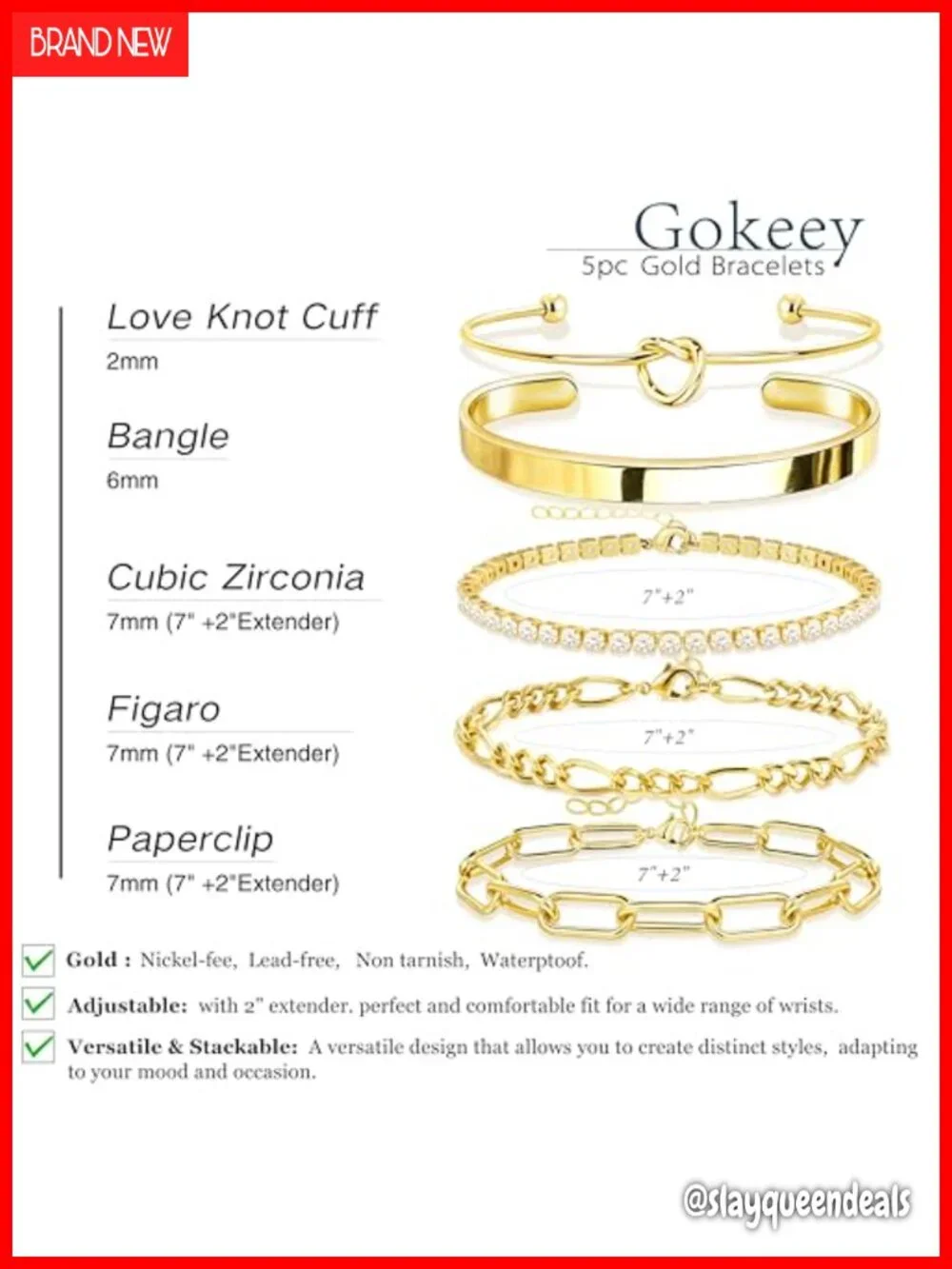 14K Gold Plated Sterling Silver Chunky Cuff Bracelet Set Stackable